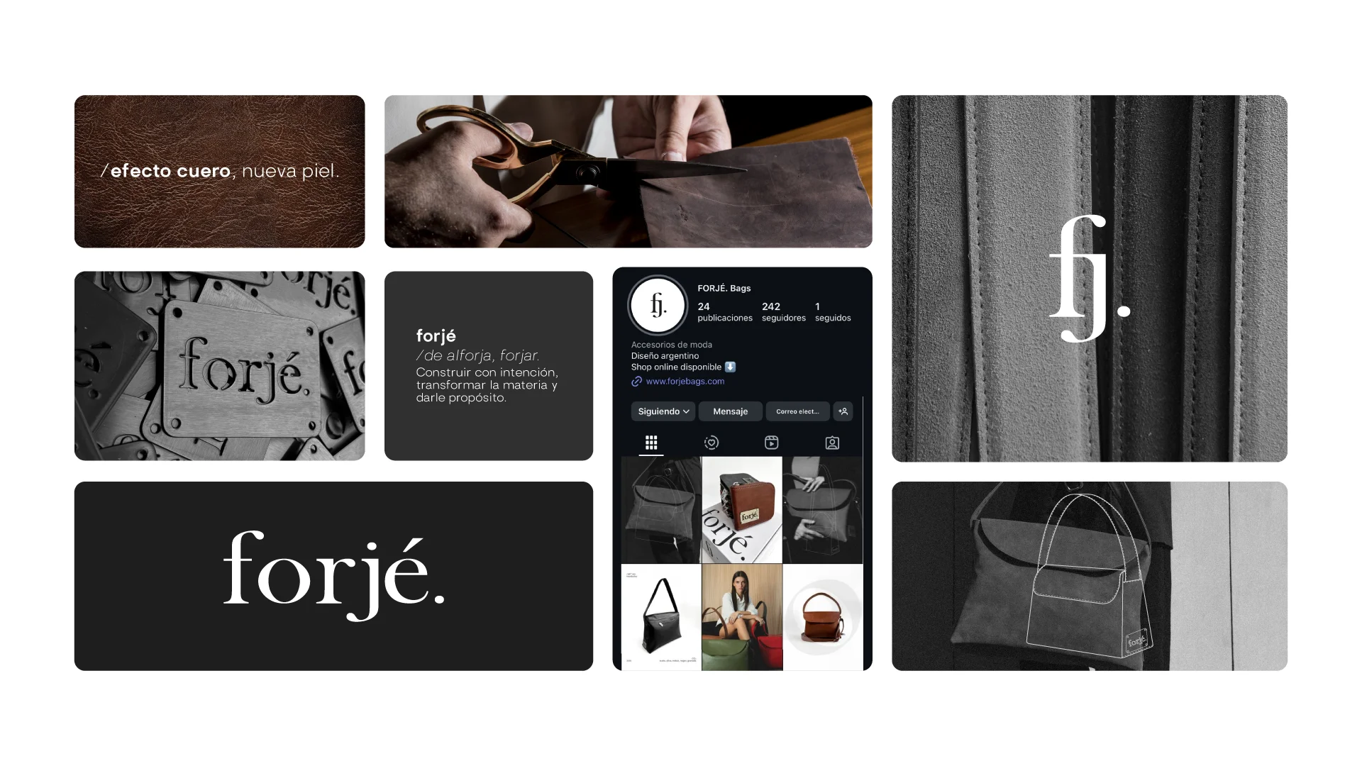 Forjé Bags — aplicación del sistema visual, vista 1.