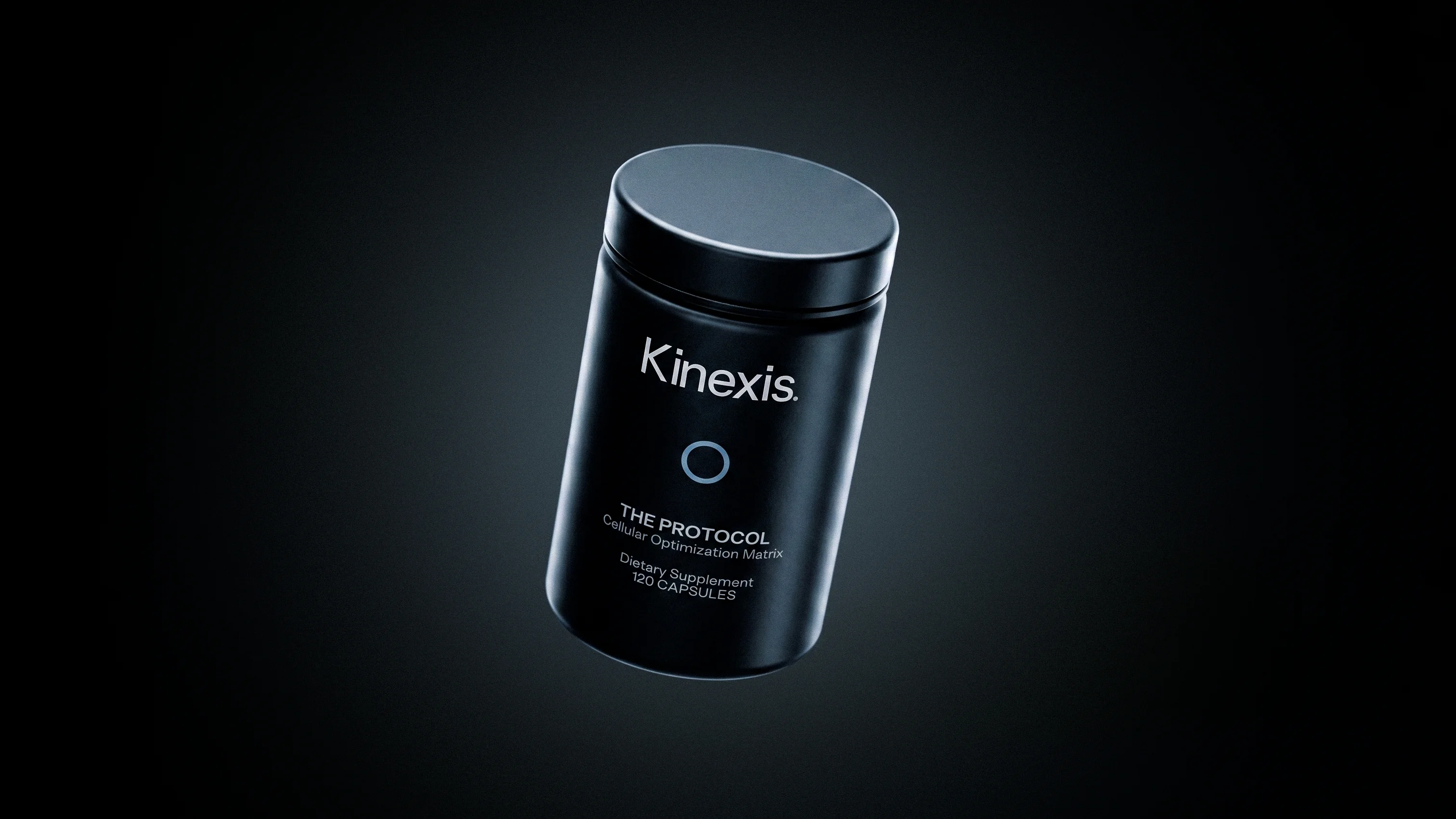 Kinexis Labs — el frasco negro «The Protocol», en render.